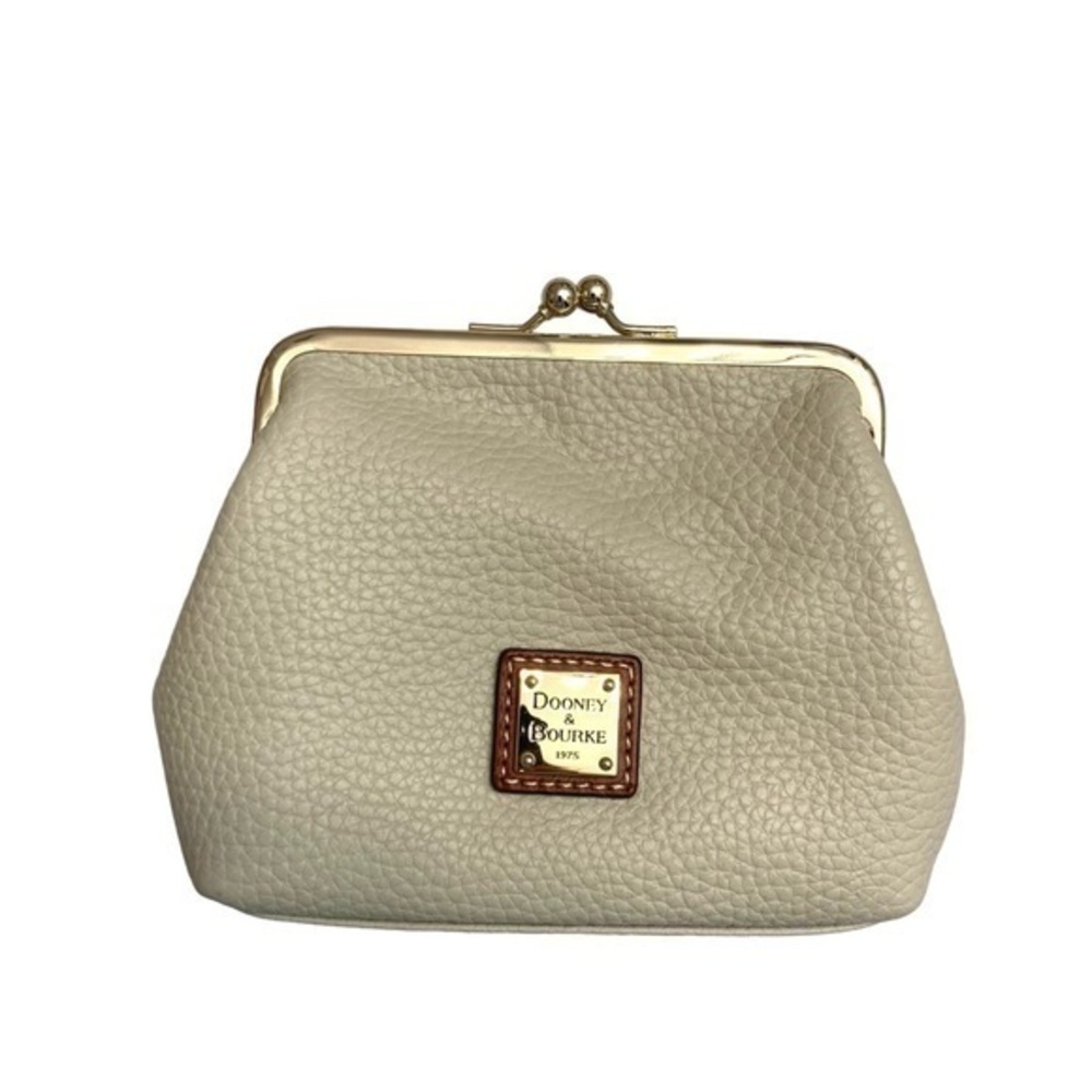 Dooney & Bourke creamy white leather kisslock clutch bag